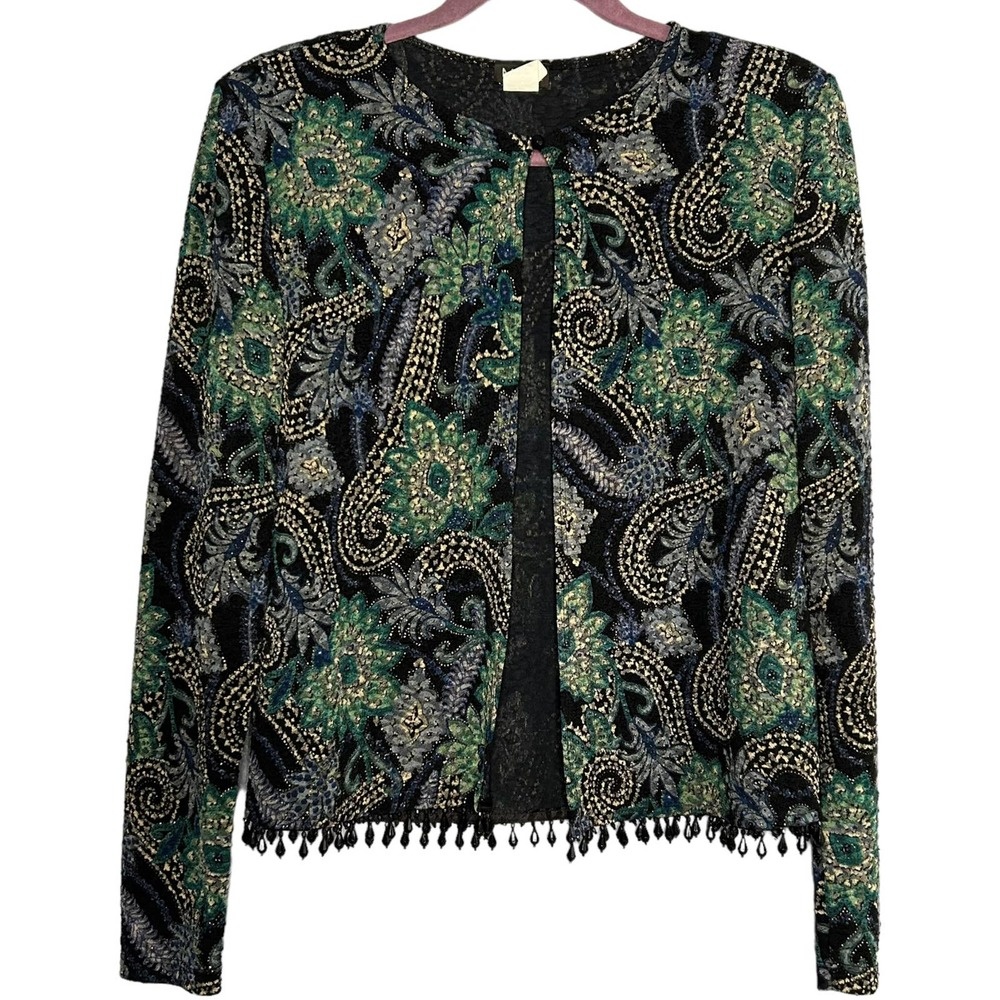 Vintage Patterned Beaded Sweater Size S